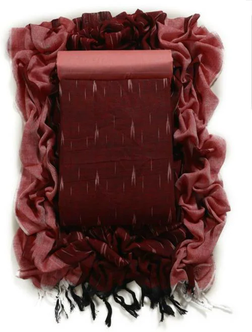 Sun Fashion And Lifestyle Women Maroon Printed Pure Cotton Unstitched Salwar Suit Material