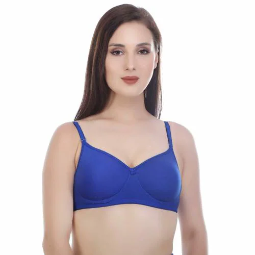 Elipser Women Blue Cotton Non Padded Wire Free Full Coverage Bra (30B)