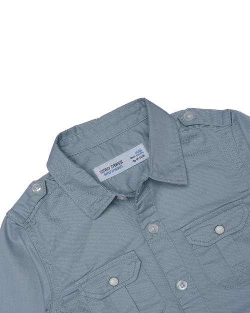 UF CLUB ZERO THREE INFANTS BOYS SHIRTS - Z3-7349-2-3-Years Grey Colour Cotton