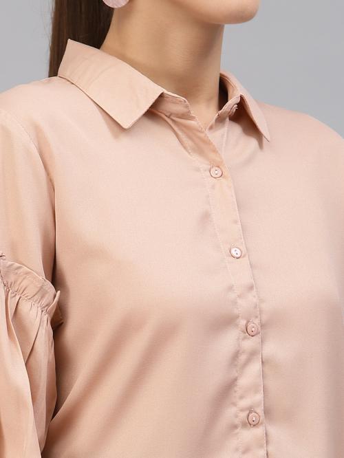 Style Quotient Women Nude-Coloured Solid Smart Formal Shirt