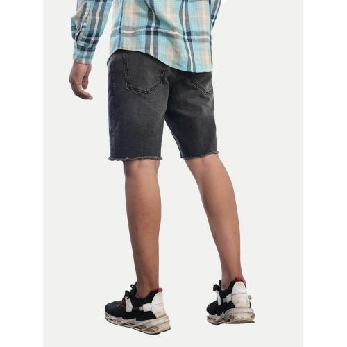 Rad Prix Men Black Distressed Denim Shorts