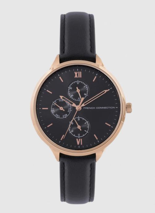 French Connection Analog Black Dial Black Strap Watch For Men