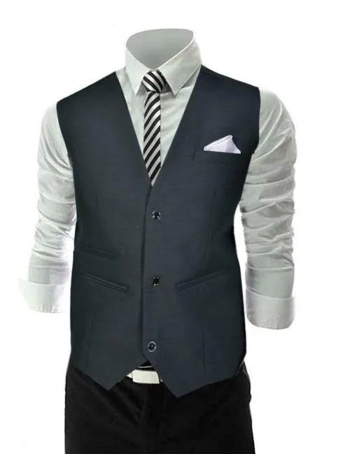 WEARZA Men's Poly Viscose V-Shape Tuxedo Style Waistcoat Tuxedo Style Waistcoat