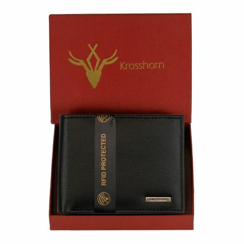 Krosshorn Men Casual Black Artificial Leather RFID Wallet