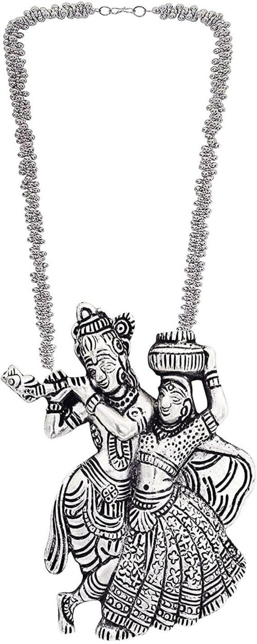 Buy Manragini Jewels Silver Brass Silver Plated Beads Necklace For