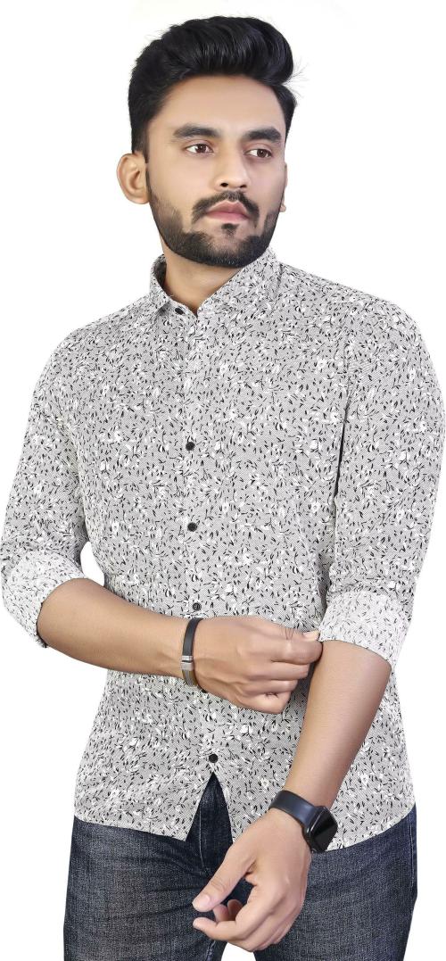 Buy Adwyn Peter Men Grey Printed Polycotton Single Shirt Online at Best