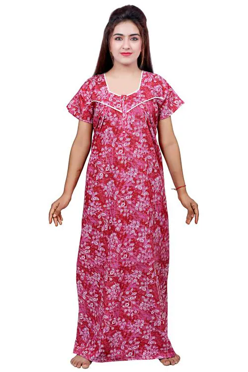 NACNO Women's Printed Cotton Sleepwear Nighty/Maxi/Nightgown