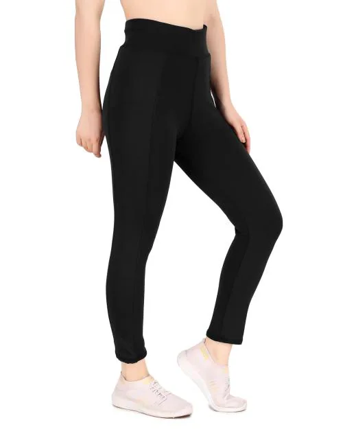 Ansh Fashion Wear Solid Women Black Gym Wear Tights | Track Pants