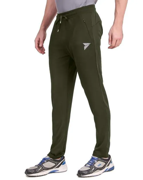 FITINC Olive Men's Track Pant with Concealed Zipper Pockets