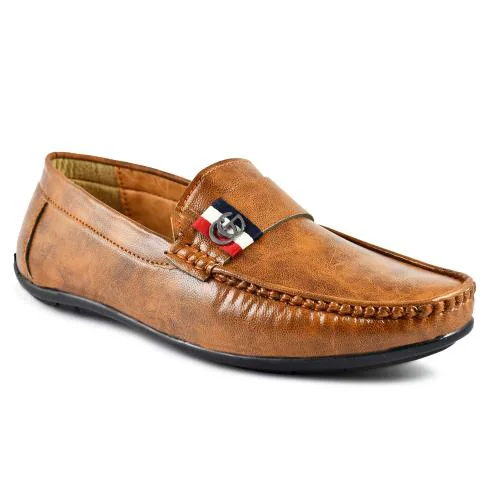 Royal Cruzz Premium Synthetic Leather Slip-on Tan Loafers For Men