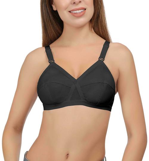 Eve's Beauty Women Black 30E Cotton Bra (30E)