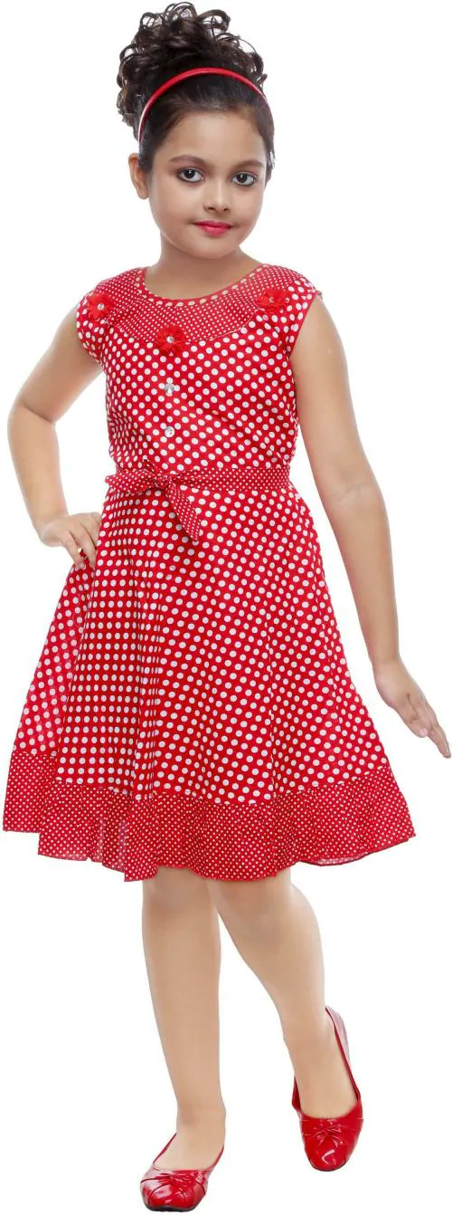 F2CLUB Girls Red Embellished Cotton Blend Bodycon Dress (4-5 Y)