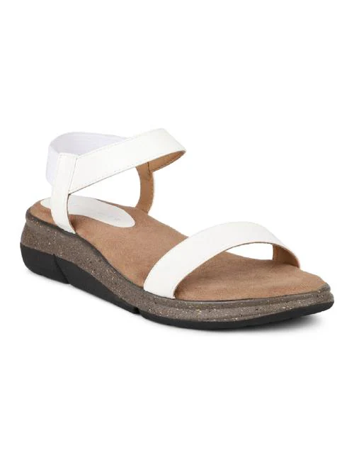 Design Crew White Ankle Strap Elastic Sandal