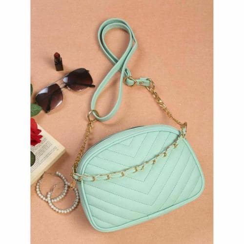 Fargo Green Sling Bag Women's Leatherette Sling Bag (Green) (Green_Vshape_FGO-462)