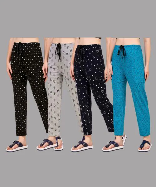 Christy World Women Multicolor Printed Pack of 4 Pyjamas