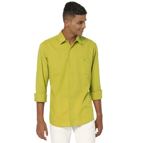 Mufti Light Green Slim Fit Casual Shirt