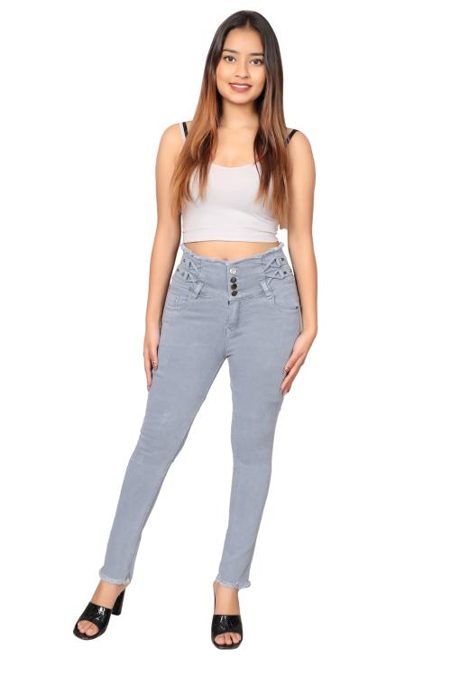 ziggler Women Skinny High Rise Grey Jeans