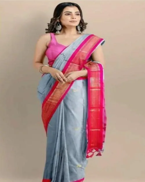 DEEP KIRAN FABRICS Women Cotton Silk Paithani Saree with Booty