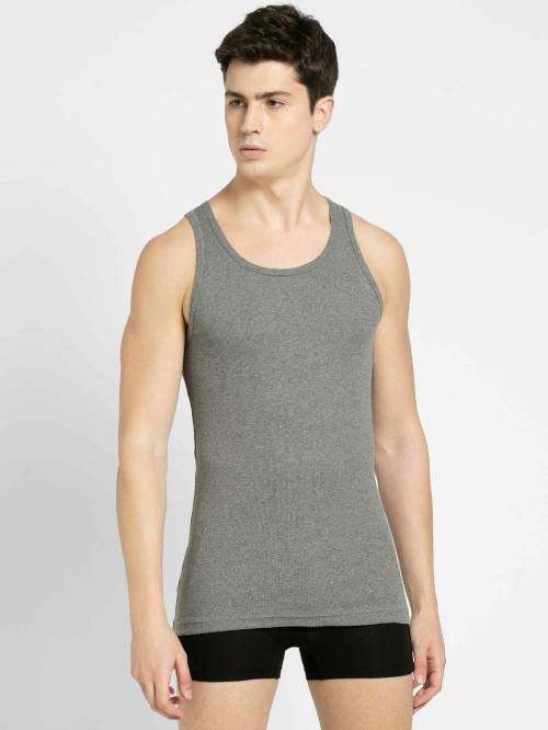 Jockey 8823 Men's Grey Solid Cotton Sleeveless Vest