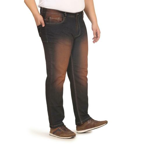 Kagad Jeans Men Regular and Plus Size Straight Fit Black Copper Tinted Denim Jeans (Size:-44, KGDJN-408020)
