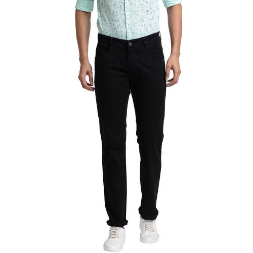 Buy Parx Slim Tapered Fit Self Design Black Jeans Online at Best Prices ...