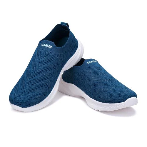 CAMRO Kiara-104 Slip On Teal Blue Sports Shoes, Flyknit Upper & PVC Sole for Running, Gyming & More