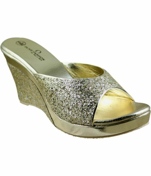 Olive Fashion Gold Wedges for Women