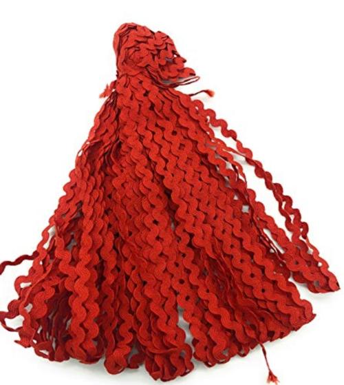 KAVMART 6MM VAKIA RIC RAC Small Cotton PP Best QUALTIY LACE (16METERS) RED