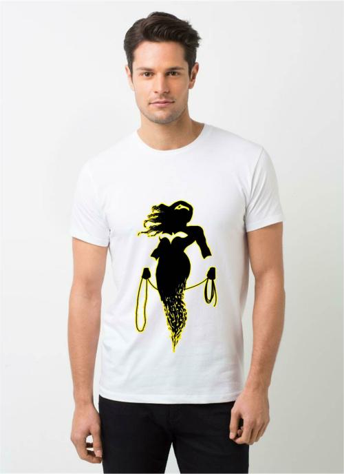 HAMSAMART.COM Men White Printed Polyester Tshirt (XL)