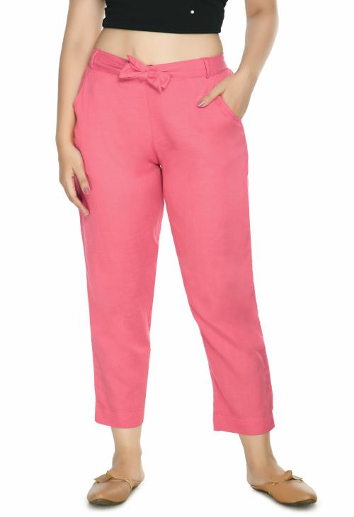 PREEGO Women Regular Fit Gajri Rayon Trousers