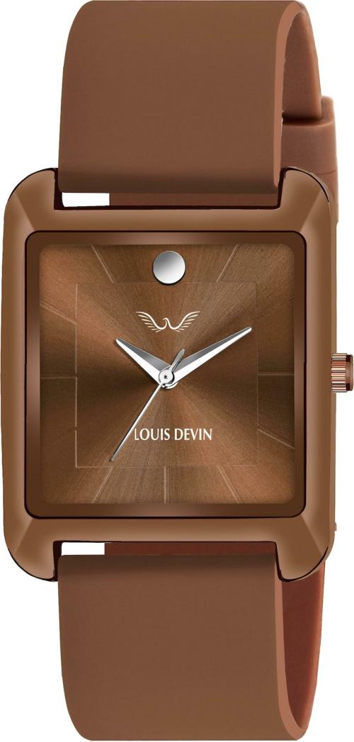 Louis Devin Brown Silicone Strap Analog Wrist Watch for Men (Brown Dial) | LD-G057SLC-BRWN