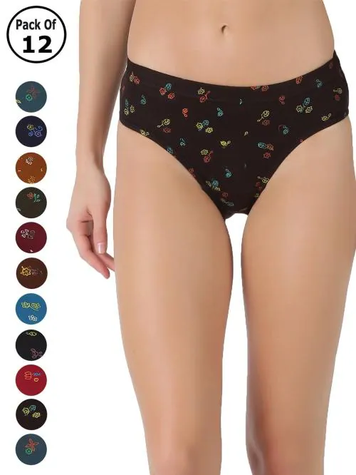 DOLLAR Lehar Women's Assorted Printed 100% Cotton Pack of 12 Panties