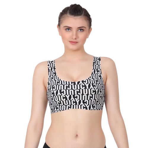 Amour Secret Texture Print Lightly-Padded Seamless Sports Bra For Women SB332 Black-L