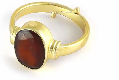 Chopra Gems & Jewellery Gold Plated Steel Ruby Stone Ring (Men and Women) - Adjustable