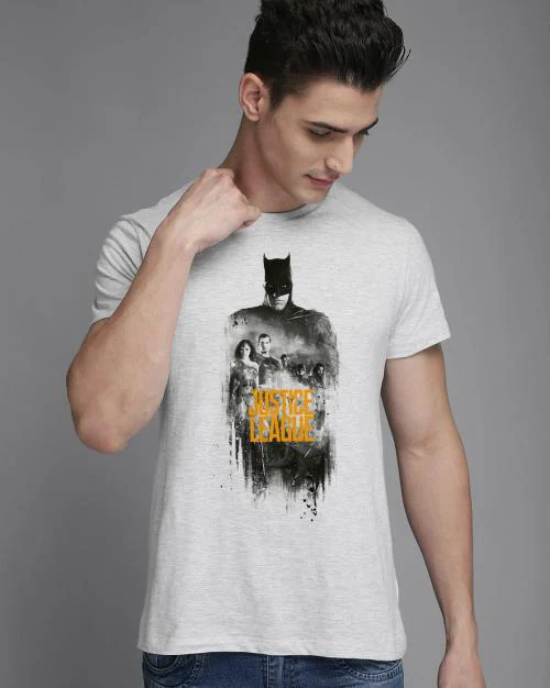 Young Men Justice League Printed Grey Tshirt