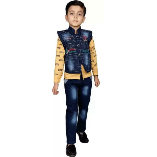 World Wise Wear Boys Casual Shirt Party(Festive) Jeans( Beige ) 10-11 Years