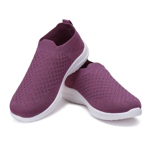 CAMRO Rosy-09 Slip On Onion Sports Shoes, Flyknit Upper & PVC Sole for Running, Gyming & More