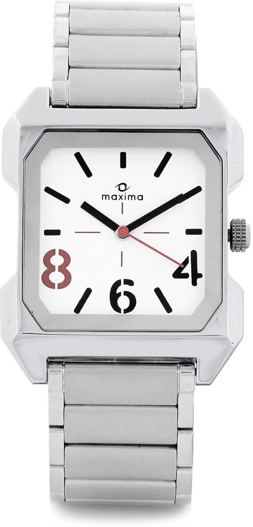 Maxima Analog White Dial Silver Strap Watch For Men (22770CMGI)