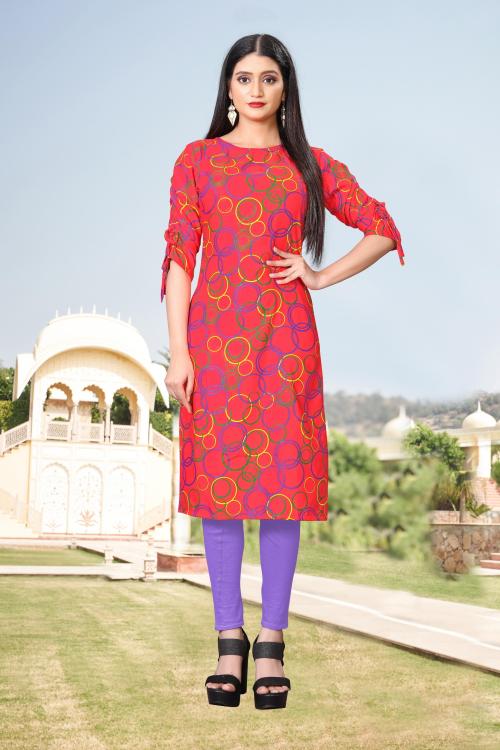 Kush Women Red Cotton Rayon Kurta (6XL)