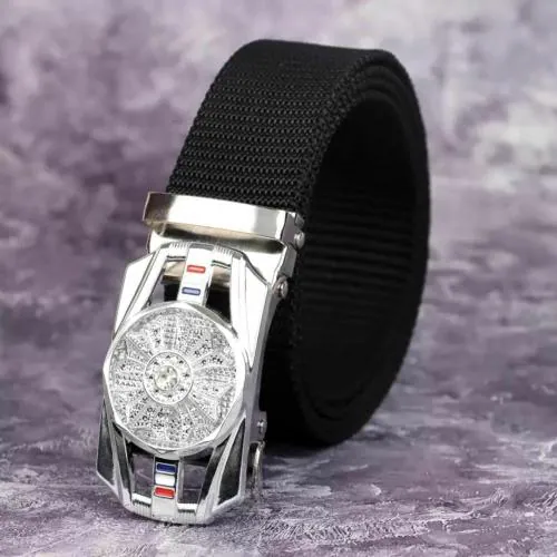 LUXURY LEATHER Men & Women Casual, Evening, Party Black Nylon Belt-36