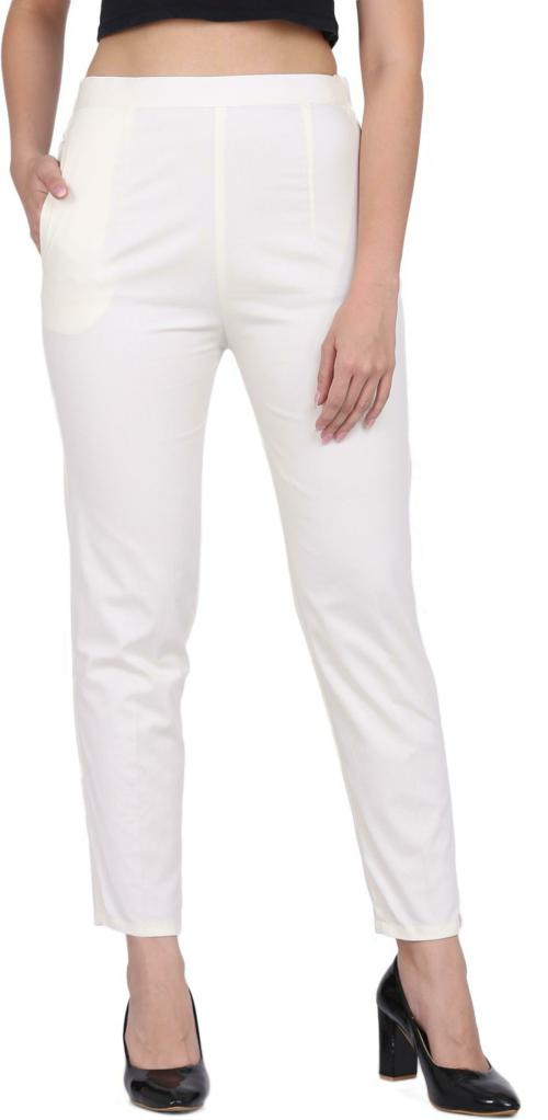 Ramp Bottoms Women White Solid Cotton Blend (XXL)
