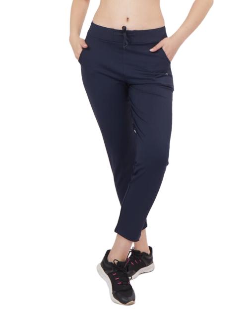 Carobella Women's Activewear Lycra Blend Slim Fit Pant - Solid Ankle Length Track Pant for Women with Pockets