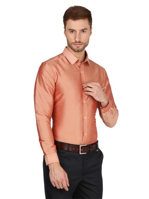 Otto L Brown Plain Formal Shirt Relax Fit Camry_9 Size 40