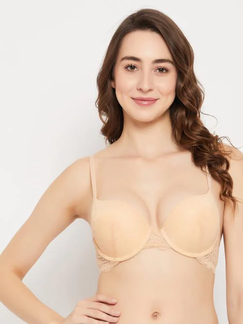 Buy Clovia Beige Solid Lace Push-up Bra Online at Best Prices in India -  JioMart.