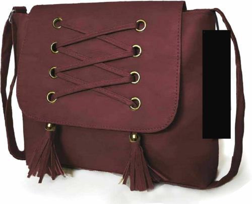 SAHAL FASHION Brown PU and Fabric Sling Bag 5 L - Mini