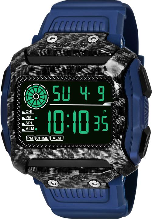 Reborn Digital Watch Black Dail Blue Plain Strap Wrist Digital Watch for Men