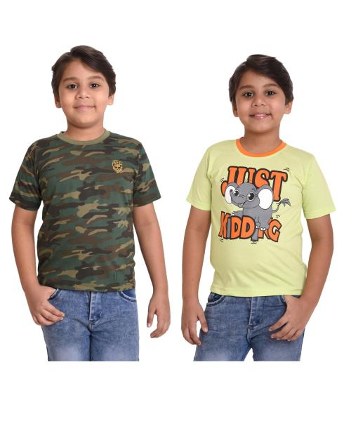Neo Garments Boys And Girls Chutney Green Cotton Round Neck T-Shirt - King Of Sea