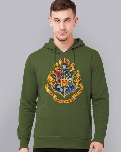 Free Authority Harry Potter Printed Green Hoodie For Men
