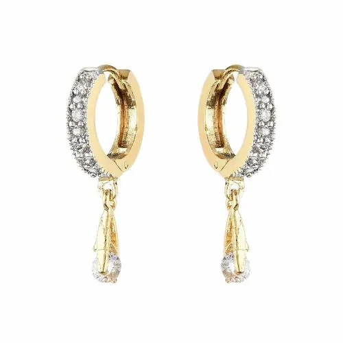 Zeneme Earring Gold Plated American Diamond Fancy Hoop Drop Cz Diamond Jewellery For Girls And Women