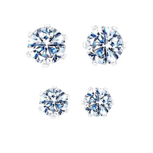 I Jewels Sparkling Silver Plated Round Solitaire stone studded Combo Stud Earrings Women and Girls